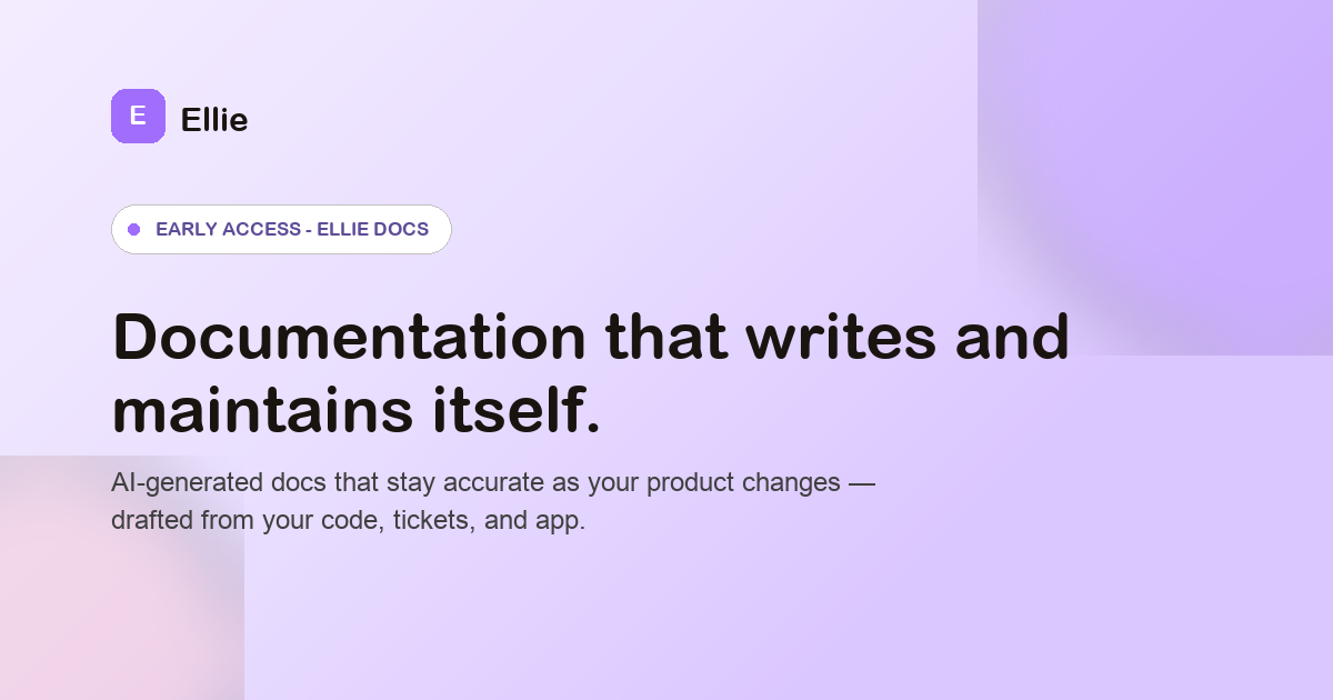 Screenshot of Ellie Docs, Help docs that write themselves from your code